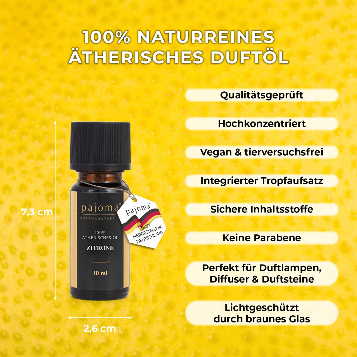 pajoma® Duftöl 10 ml, Zitrone – Golden Line | 100% naturreine Ätherische Öle für Aromatherapie/Duftlampe | Premium Qualität – Bild 6