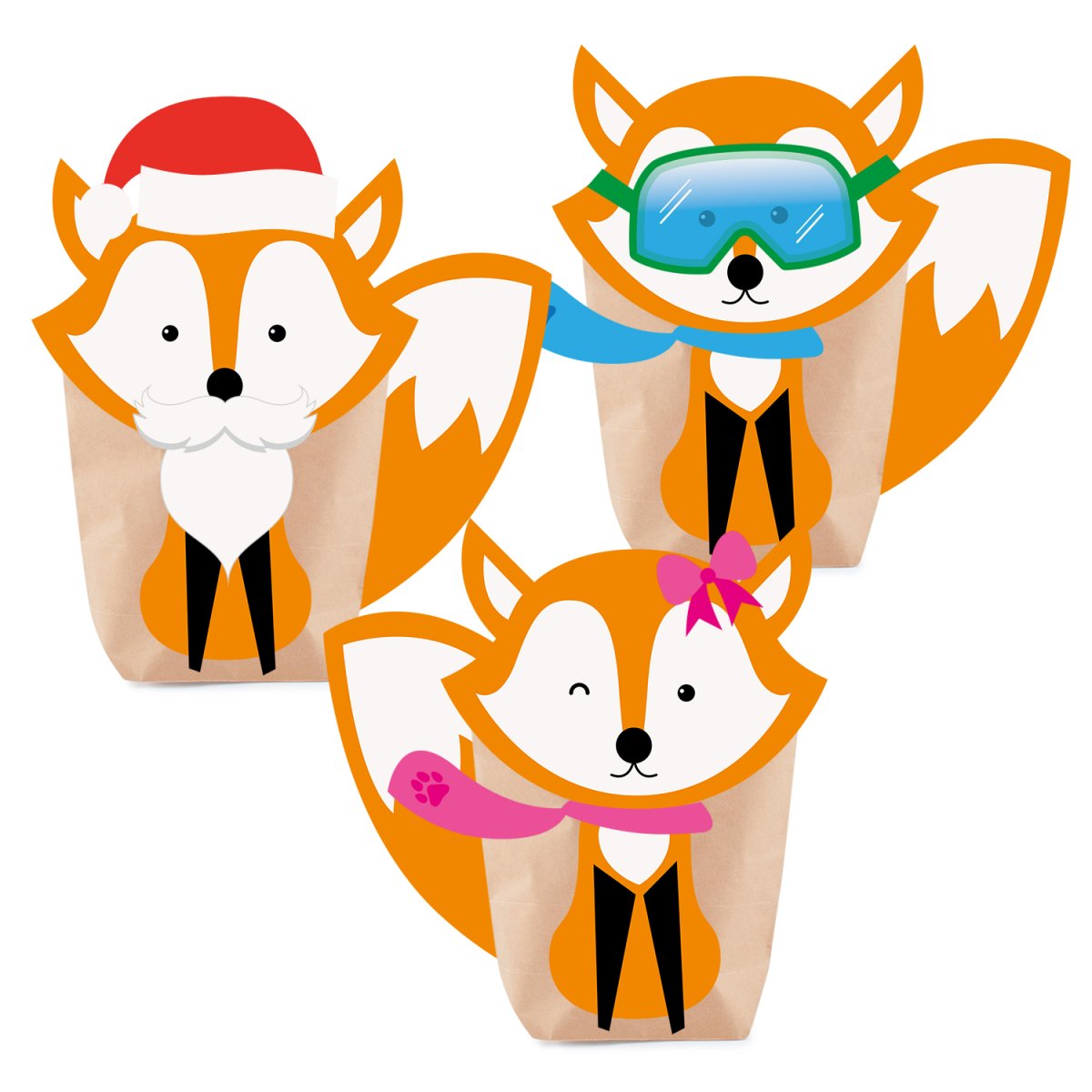 pajoma DIY Adventskalender Bastelset Foxy Christmas mit Extras – 24 Kraftpapiertüten zum Befüllen – Bild 2