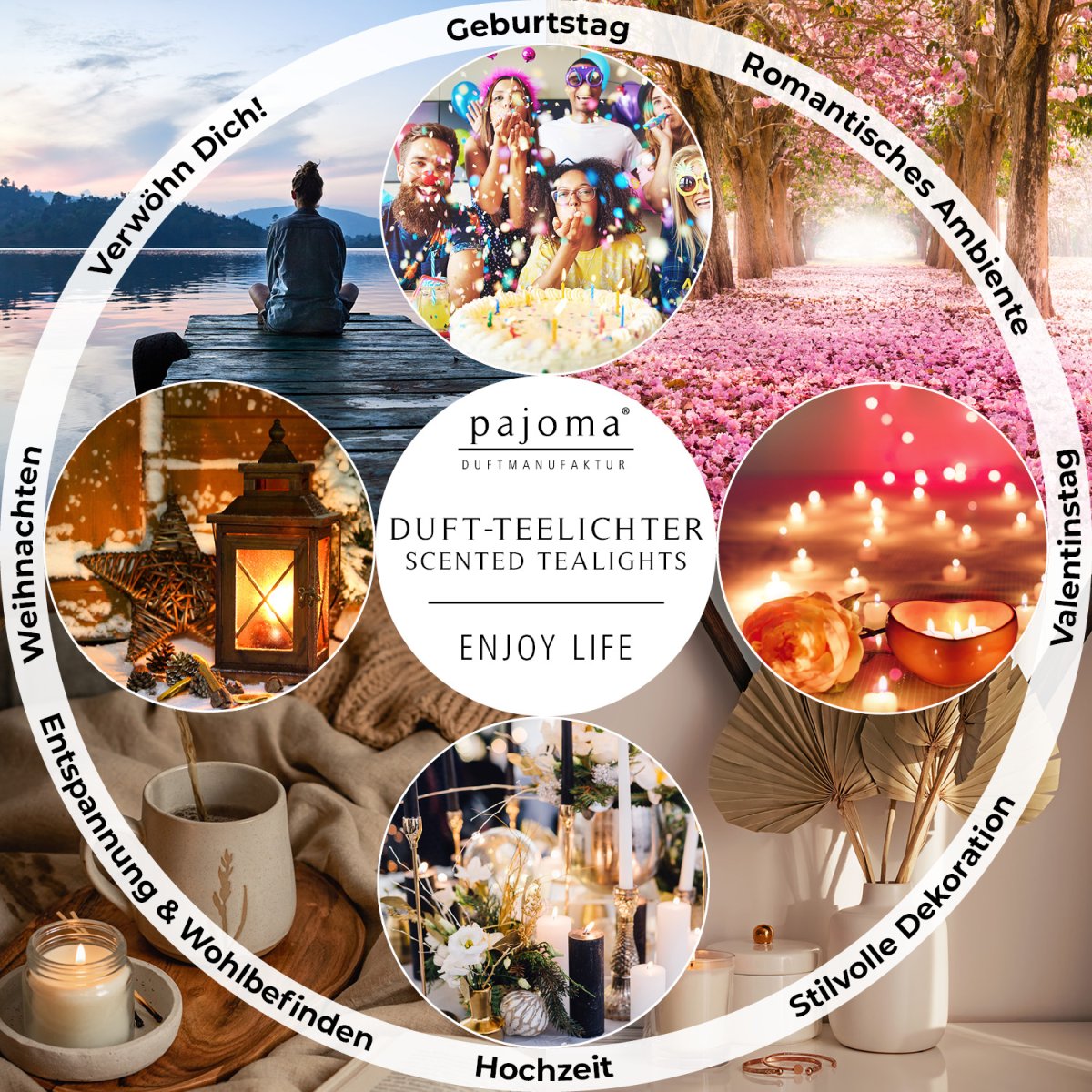 pajoma® Teelichte 30 Stück, Pfirsich | Duft-Teelichte in Aluminiumhülle, Brenndauer ca. 4 Stunden – Höhe 1,5 cm ø 3,5 cm | Premium Qualität | Deko, Gastronomie, Outdoor, Party, Windgläser, Hochzeit – Bild 5