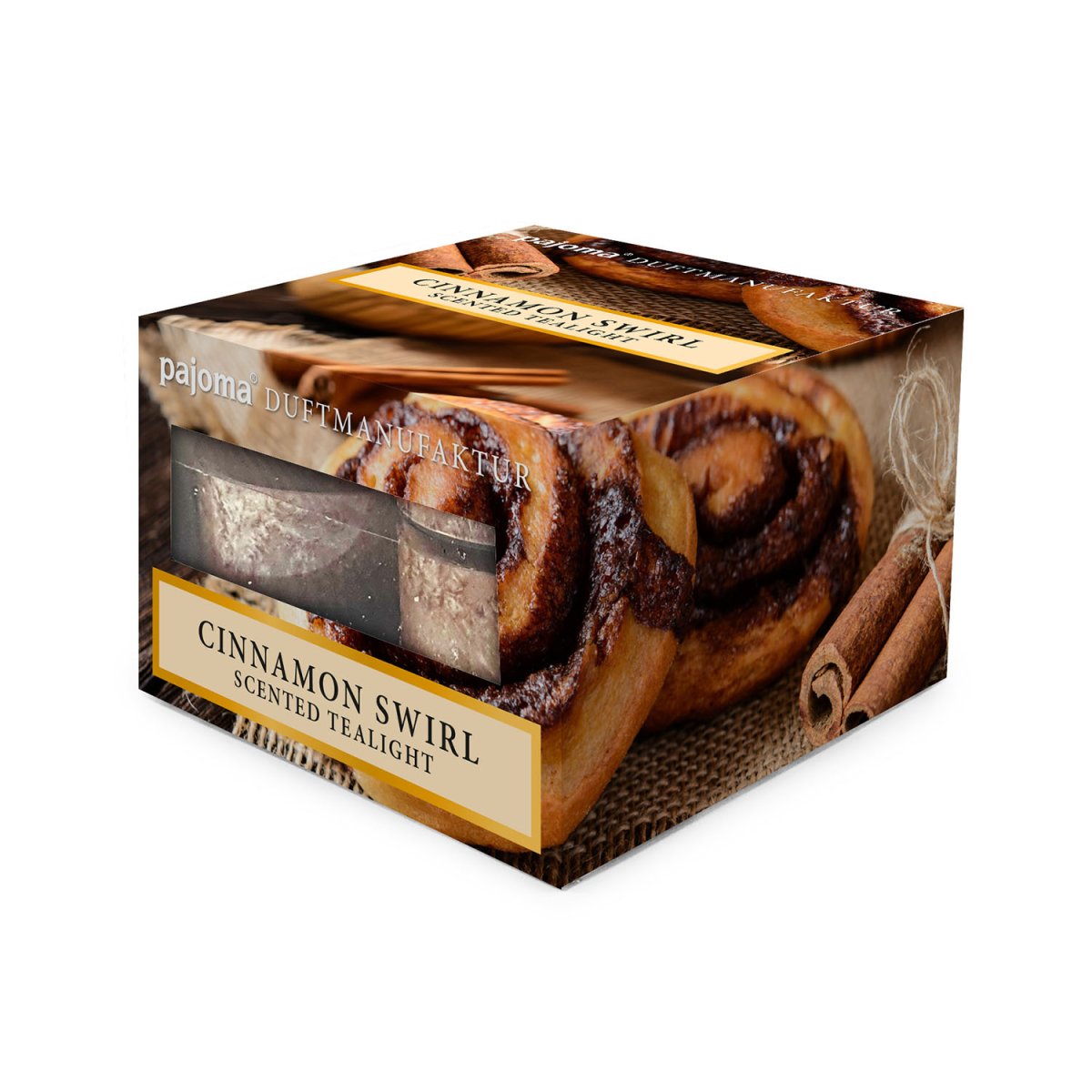 pajoma Teelichter Duftkerzen, Cinnamon Swirl, 12er Pack in Polycarbonat Hülle – Bild 3