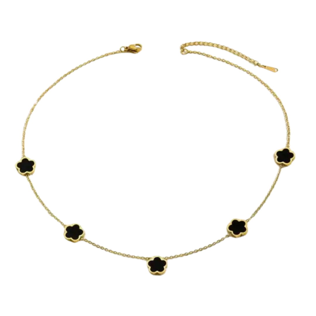 Halskette | Glückskleeblatt | 14 Karat vergoldet | 45 cm