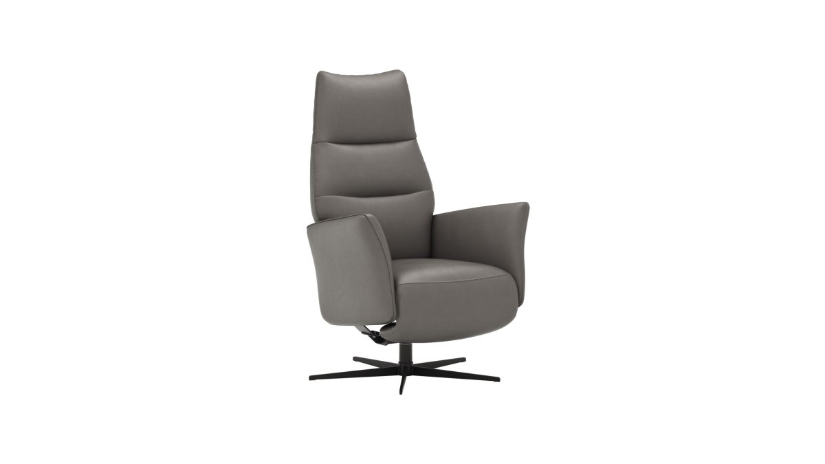 Relaxsessel Trona – Größe L, inkl. Relaxfunktion, Leder, Graubeige – Bild 2